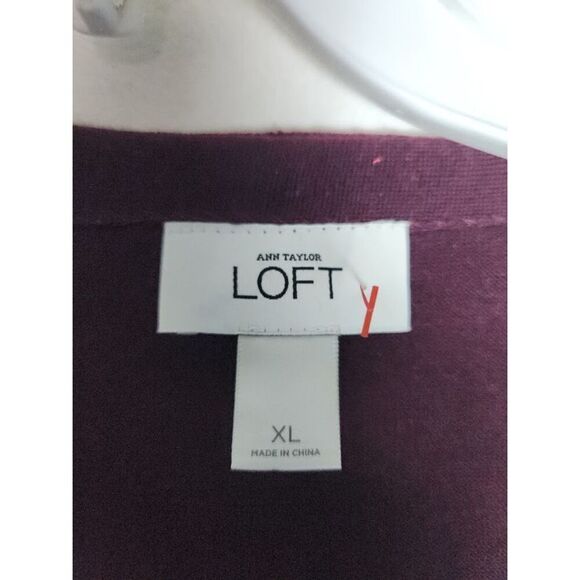 Ann Taylor Loft Burgunday Purple Faux Wrap Pullover Wool Blend Sweater size XL - Picture 4 of 6